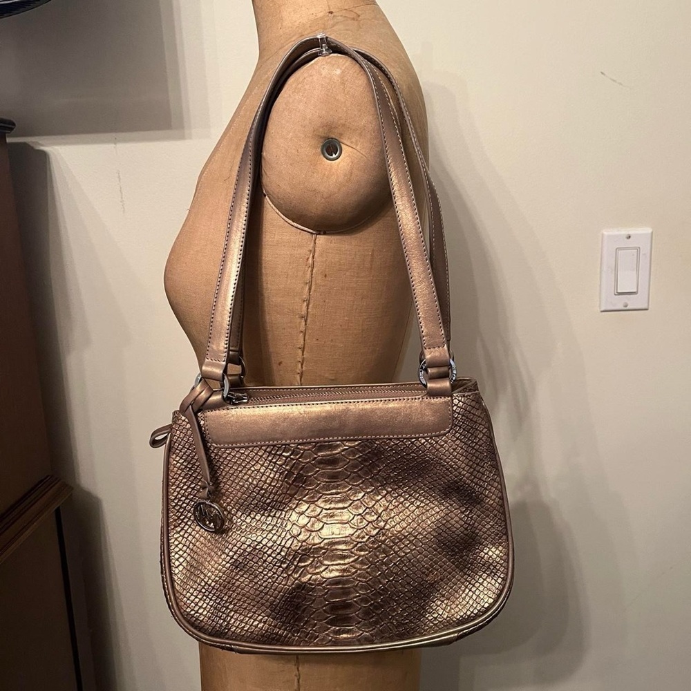 NWT Y2K Vintage MONSAC Gold Snake Print Leather Shoulder Bag